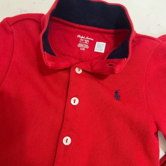 Ralph Lauren Red Footies One Piece - Picture 2 of 7